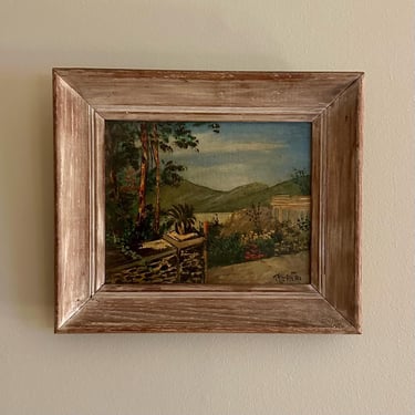 20th Century Small Oil Painting on Canvas Landscape - Free Shipping 