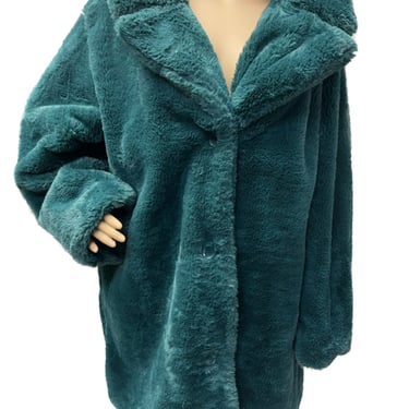 Green Faux Fur Coat, Teal Coat, Winter Teal Coat, Oversized Fur Coat, Vegan Fur Coat, Teal Faux Fur, Winter Faux Fur Caot, Faux Fur Jacket 