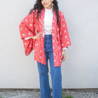Crimson Silk Haori Jacket