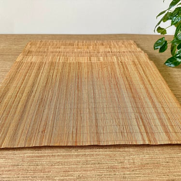 Vintage Natural Bamboo Placemats - Large - Set of 8 - Boho Table Decor 
