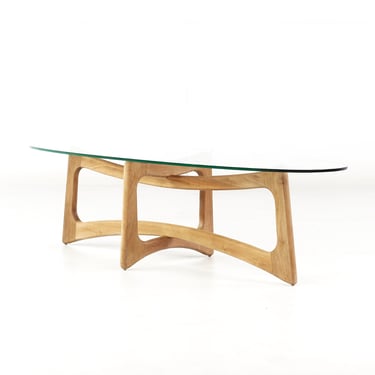 Adrian Pearsall for Craft Associates Mid Century Walnut and Glass Top Ribbon Coffee Table - mcm 