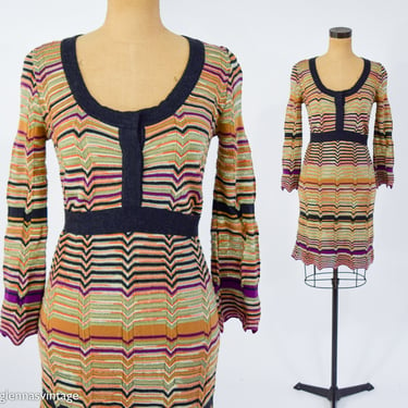 Missoni | 1990s Brown Stripe Knit Dress | 90s Stripe Knit Dress | Missoni | Small 