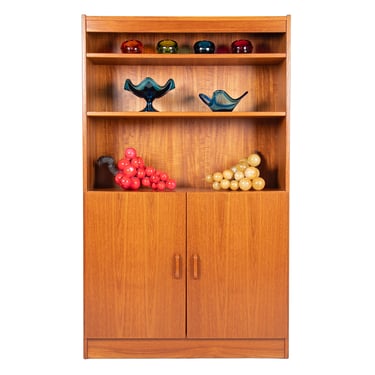 Scandinavian Teak Mid-Height Display Cabinet with Doors