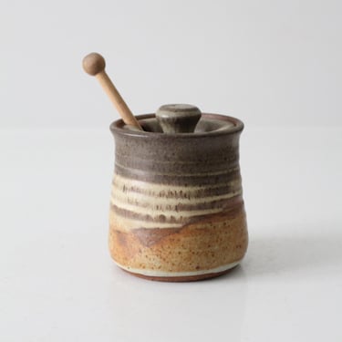 vintage studio pottery honey pot jar 