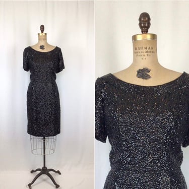Vintage 60s dress | Vintage black sequins party dress | 1960s Jo Ro Imports cocktail dress 