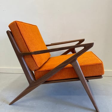 Elegant Handmade Solid Walnut Z chair in Electric Orange 
