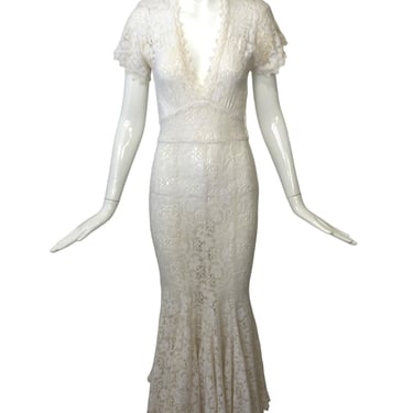 NORMA KAMALI- 1980s Cotton Lace Maxi Dress, Size 4