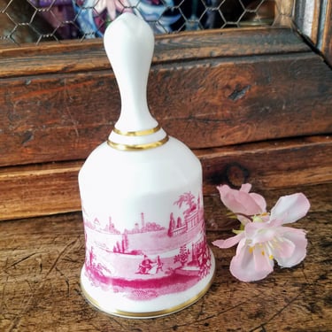 Signed SPODE China Bell for the Danbury Mint Bell~Made in England~White Pink Bell~Gifts for Her~JewelsandMetals 
