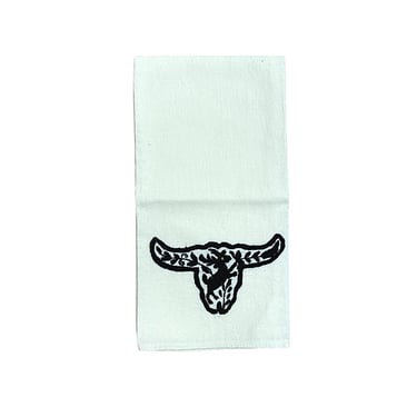NTSS Longhorn Skull Otomi Embroidered Tea Towel