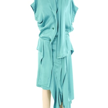 Vivienne Westwood Deconstructed Aqua Silk Dress