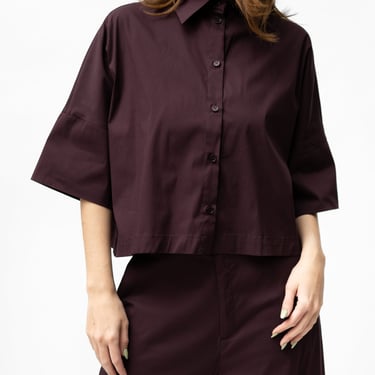Wide Drop Shoulder Cropped Blouse