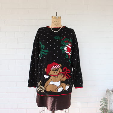 1990's Oversized Teddy Bear Christmas Sweater 