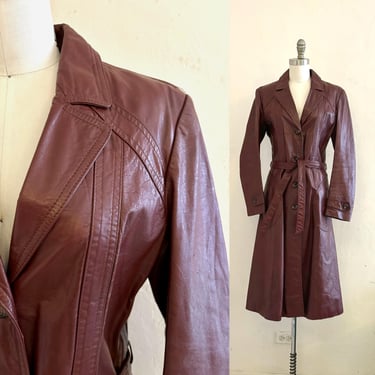 70s Long Oxblood Red Leather Jacket - Small | Vintage 70s Long Oxblood Red Leather Jacket - Small | Vintage