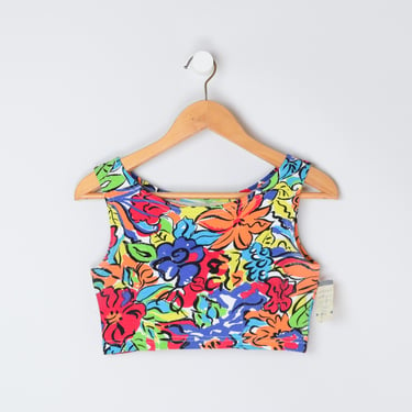 Vintage 90s Pacific Coast Highway Printed Crop Top - nineties, surfer, california, tropical - Women's M 