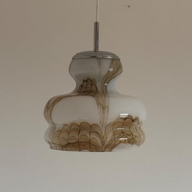 VERY RARE Vintage Opaline Glass Pendant Light / Ceiling Beige Glass Lamp / MCM Lighting / Antique Hanging Light / Retro / 1970s 