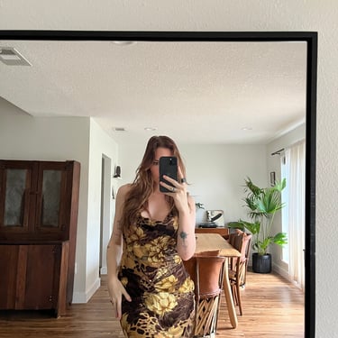 Vintage floral gown / y2k floral gown / silk floral gown / early 2000s gown / vintage floral gown yellow / sexy slip gown / open back gown 