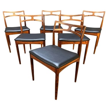 Set of 6 Danish Mid Century Modern Rosewood Chairs Model 94 by Johnannes Andersen 