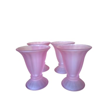 VINTAGE Satin Pink Frosted Glass Dessert Glasses, Set of 4 Dessert Glasses, Home Decor 
