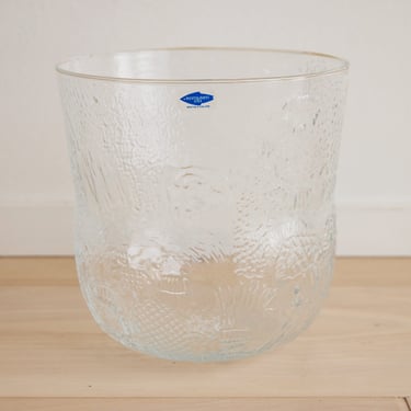 Scandinavian Modern Nuutajarvi Clear Glass Bowl Fauna Oiva Toikka Made in Finland 