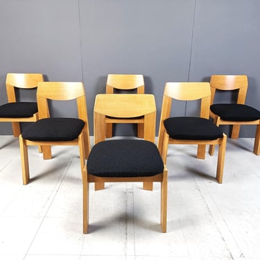 Vintage brutalist dining chairs, set of 6 - 1970s - vintage wooden chairs- brutalist chairs- mid century dining chairs - vintage chairs 