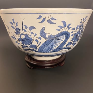 Vintage Ceramic Delft Punch Bowl for Colonial Williamsburg 