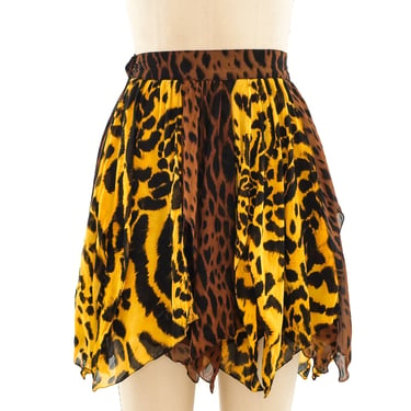 Gianni Versace Animal Printed Silk Skirt