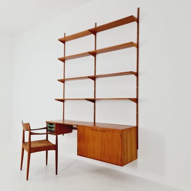 Danish modern modular teak shelving system by Kai kristansen for FH Möbel, Denmark, 1960s 