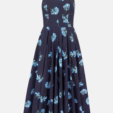 Mona Dress - Blue Flowers on Navy