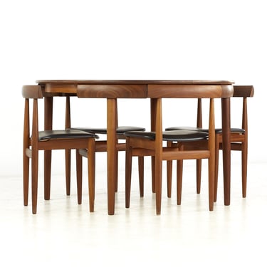 Hans Olsen for Frem Rojle Mid Century Dining Table with Nesting Chairs - mcm 