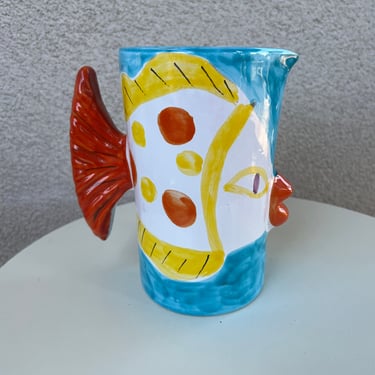Vintage contemporary Kissing Fish pottery pitcher by Macy’s NWT 