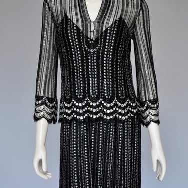 1960s Mollie Parnis rhinestone dress S 