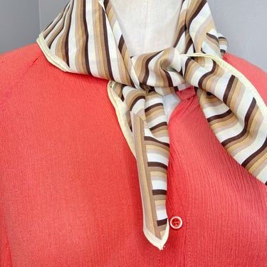Vintage Striped Scarf in a Retro Bandana Style made with Textured Acetate | Beautiful 1960s Funky Accessory | 23x23 