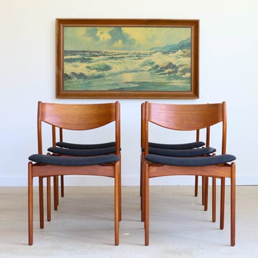 Mid Century Danish Modern 6 Teak Dining Chairs 