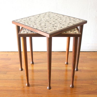Mid Century Modern Tile Top Nesting Tables