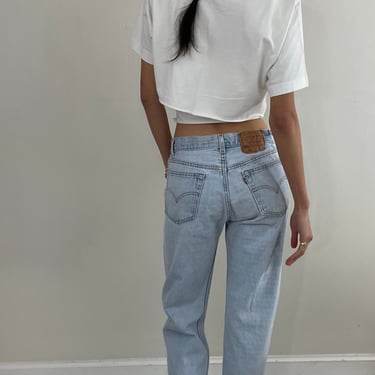 Vintage 80s Levi's 501 faded light wash button fly boyfriend Levis red tab jeans size 29 x 31