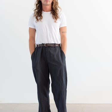 Vintage 37 Waist Black Cotton Blend Rinsed Chinos | High Rise Gray Unisex Straight Leg Utility Pant Trouser | P237 