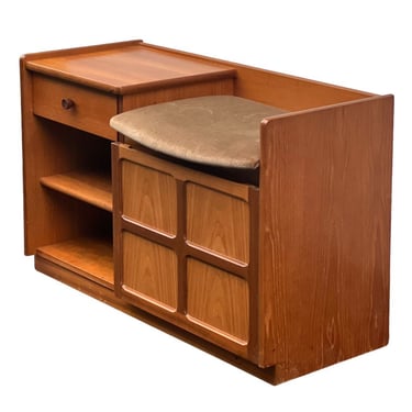 Free Shipping Within Continental US - Vintage Mid Century Modern Teak Bench Entryway Cabinet. UK Import 