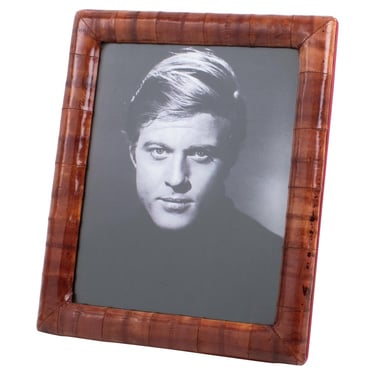 Burgundy-Brown Leather Picture Frame, 1980s