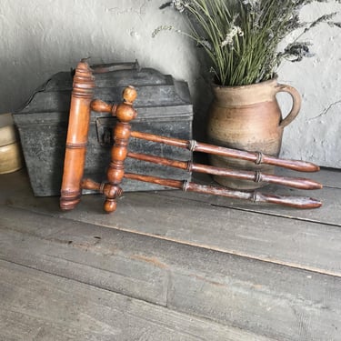 French Bamboo Towel Rack, Rail, Swinging, Three Pivotal Arms, Rustic, Faux Bamboo Wood, French Farmhouse, For Restoration 