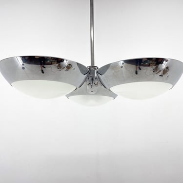 Rare Chrome-Plated Functionalist Chandelier by Zukov, 1940s 