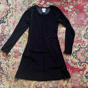 Vintage ‘90s MODA INT’L black velvet dress | Lycra grunge skater dress, S 