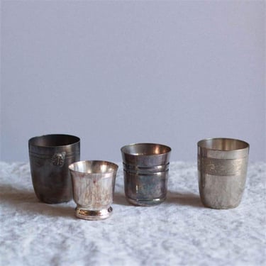 Vintage Silver Christening Cup Eclectic Set of 4
