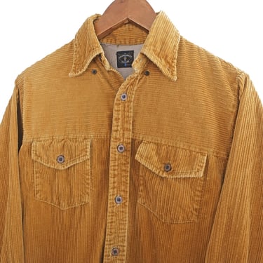 vintage corduroy shirt / 60s shirt / 1960s Towncraft camel corduroy long sleeve button up shirt Small 