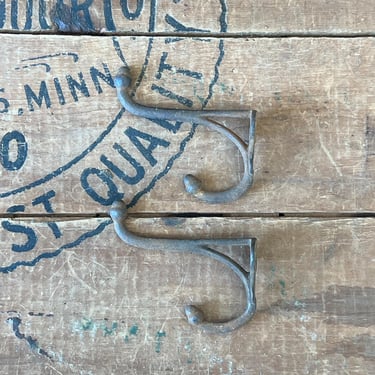 Pair of Cast Iron Acorn Tips Coat Hooks 