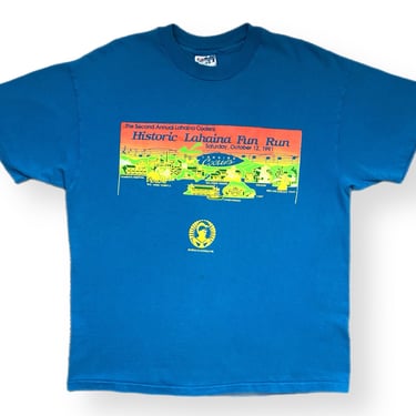 Vintage 1991 Lahaina Hawaii 2nd Annual Historic Fun Run Marathon Style Graphic T-Shirt Size Large 