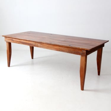 vintage rustic pine dining table, 7 ft 