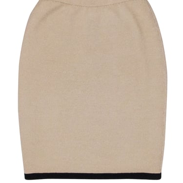 St. John - Beige Knit Pencil Skirt w/ Black Hem Sz 2
