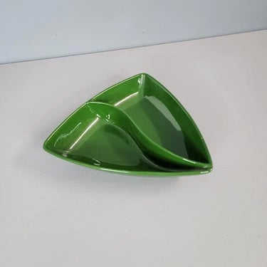 Green Ceramic Divided Snack Tray Bowl 