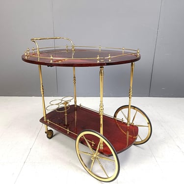 Italian Lacquered Goatskin / Parchment Serving Bar Cart by Aldo Tura, 1960s - Vintage design trolley - Chic Italian vintage bar cart 