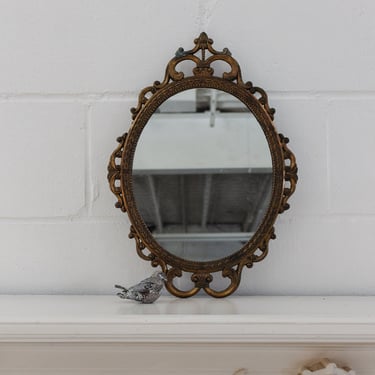 vintage french ornate cast metal mirror